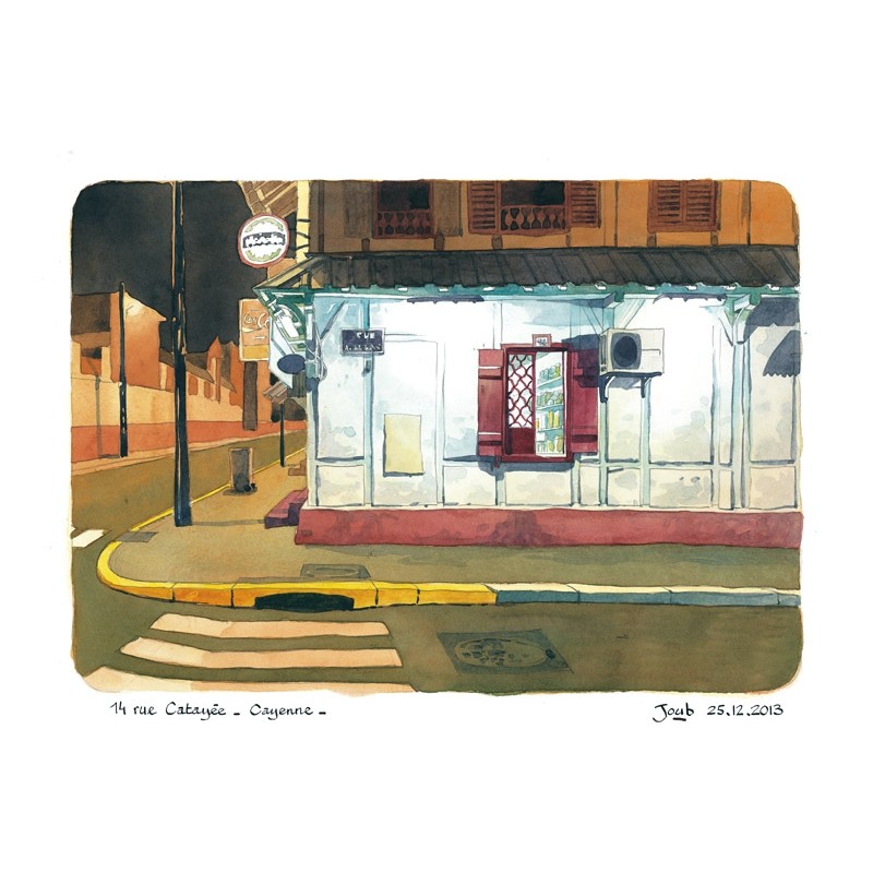 Aquarelle Joub 14 rue Catayée Cayenne