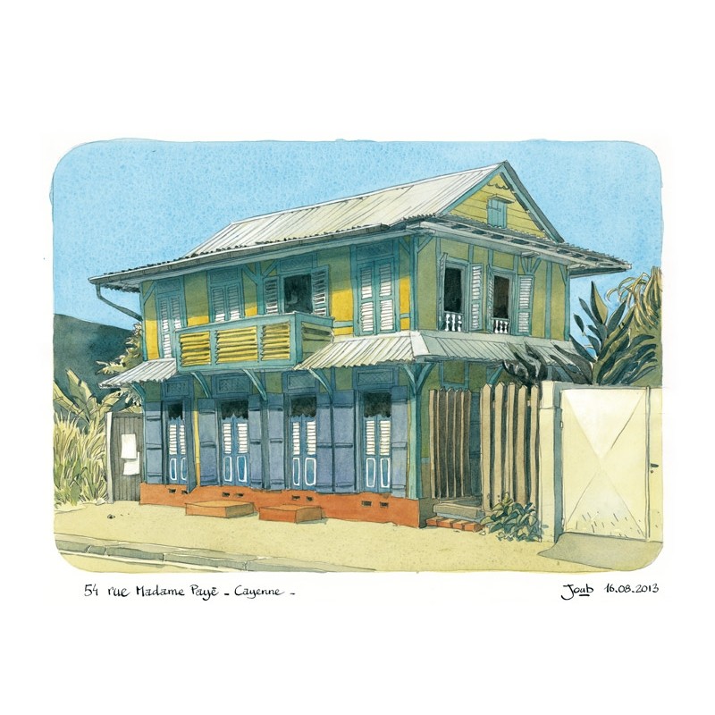 Aquarelle Joub 54 rue Mme Payé Cayenne