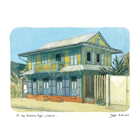 Aquarelle Joub 54 rue Mme Payé Cayenne