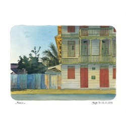 Aquarelle Joub Maison de Mana aux portes rouges