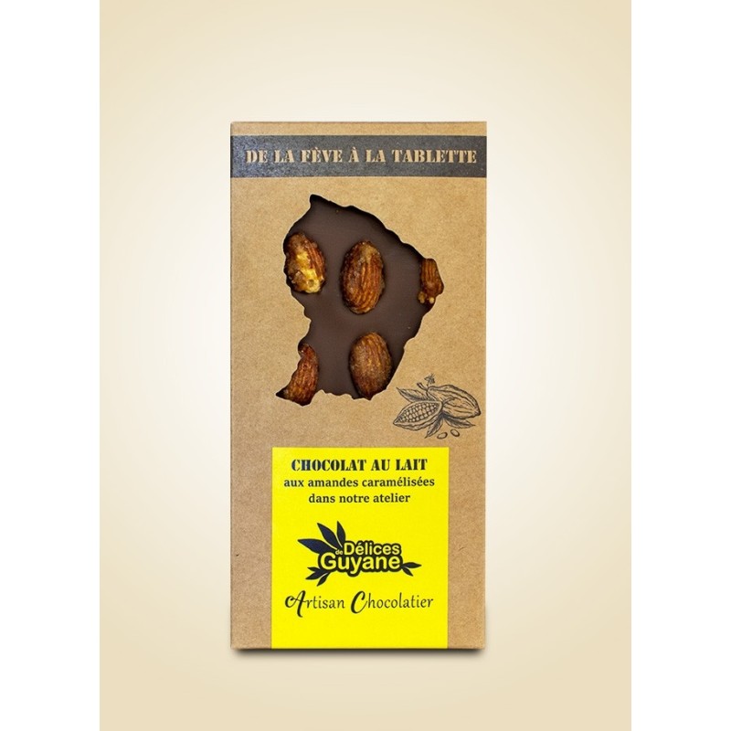 Tablette de chocolat au lait 45% aux amandes caramélisées
